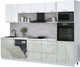 Миниатюра изображения товара Кухонный гарнитур Интерлиния Мила Лайт 3.0-ПМ1 (белый платинум/бетон лайт/белый гранит)