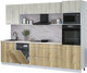 Миниатюра изображения товара Кухонный гарнитур Интерлиния Мила Лайт 3.0-ПМ1 (дуб белый/дуб золотой/травертин серый)