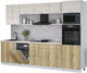 Миниатюра изображения товара Кухонный гарнитур Интерлиния Мила Лайт 3.0-ПМ1 (вудлайн кремовый/дуб золотой/травертин серый)