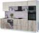 Миниатюра изображения товара Кухонный гарнитур Интерлиния Мила Лайт 3.0-ПМ1 (вудлайн кремовый/дуб серый/травертин серый)