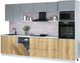 Миниатюра изображения товара Кухонный гарнитур Интерлиния Мила Лайт 3.2-ПМ1 (серебро/дуб золотой/серый каспий)