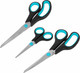 Миниатюра изображения товара Набор ножниц канцелярских Brauberg 238411 (3шт, черный/бирюзовый)