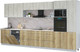 Миниатюра изображения товара Кухонный гарнитур Интерлиния Мила Лайт 4.0-ПМ1 (дуб белый/дуб золотой/травертин серый)