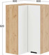 Миниатюра изображения товара Шкаф навесной для кухни ТриЯ Гренада 1ВВ6УП угловой прямой  (дуб крафт золотой/холст белый)