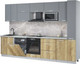 Миниатюра изображения товара Кухонный гарнитур Интерлиния Мила Лайт 3.1-ПМ2 (серебро/дуб золотой/серый каспий)