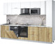 Миниатюра изображения товара Кухонный гарнитур Интерлиния Мила Лайт 3.1-ПМ2 (белый платинум/дуб золотой/белый гранит)