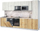 Миниатюра изображения товара Кухонный гарнитур Интерлиния Мила Лайт 3.2-ПМ2 (дуб белый/дуб золотой/травертин серый)