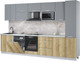 Миниатюра изображения товара Кухонный гарнитур Интерлиния Мила Лайт 3.3-ПМ2 (серебро/дуб золотой/серый каспий)