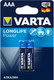 Миниатюра изображения товара Комплект батареек Varta Longlife Power AAA/LR03 Alkaline 1.5V / 4903 121 412 (2шт)