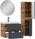 Миниатюра изображения товара Шкаф-полупенал для ванной Onika Айленд 30 / 403087 (графит/дуб крафт золотой)